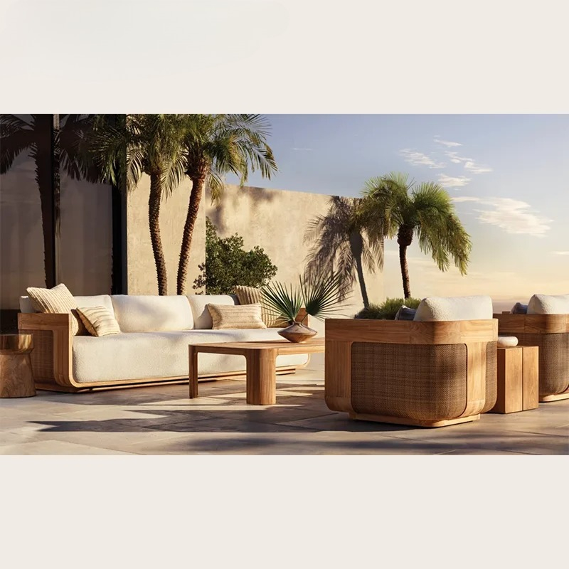 Outdoor Furniture For Pool - Conjunto de sofás de teca para