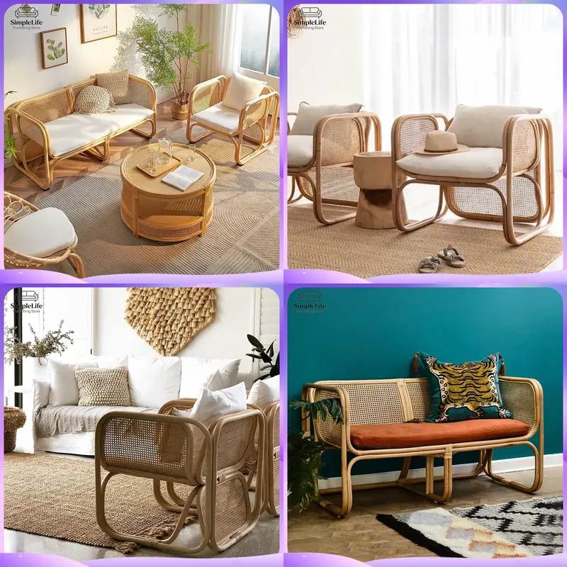 Outdoor Furniture Japanese Style - Conjunto de Sofás de Mimbre de