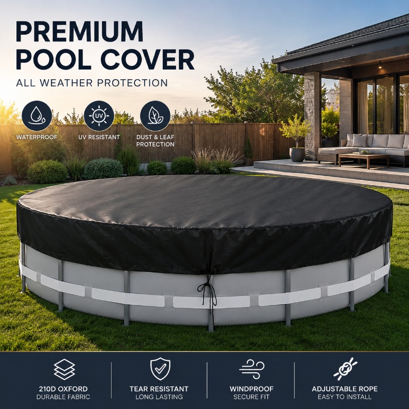 Outdoor Furniture For Pool - Cubierta Redonda para Piscina Oxford, Impermeable,