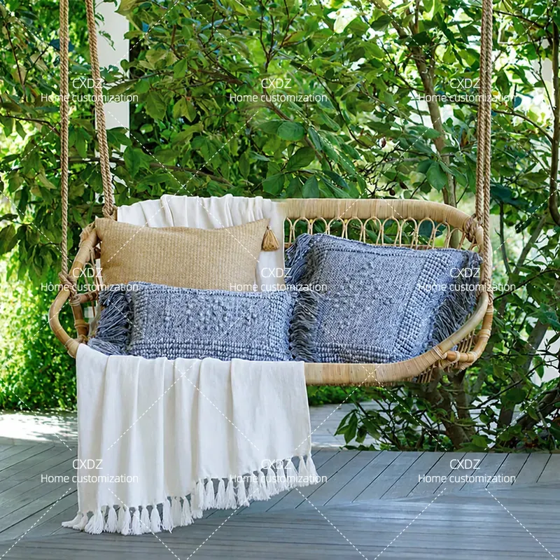 Outdoor Furniture Japanese Style - Silla colgante doble de ratán para