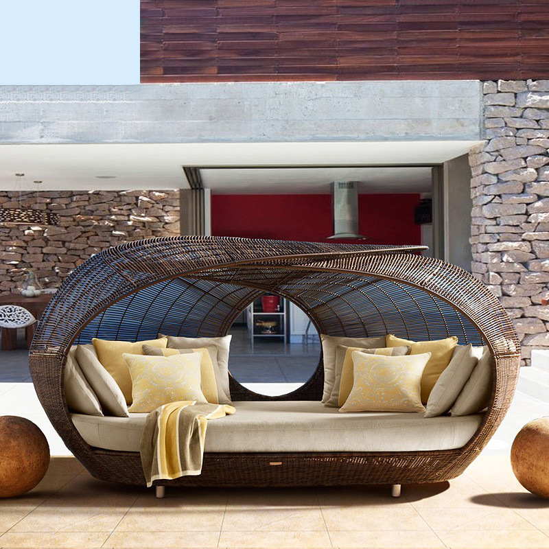Cama de Día de Mimbre Semicirc - Outdoor Furniture In Sale reseña y precio