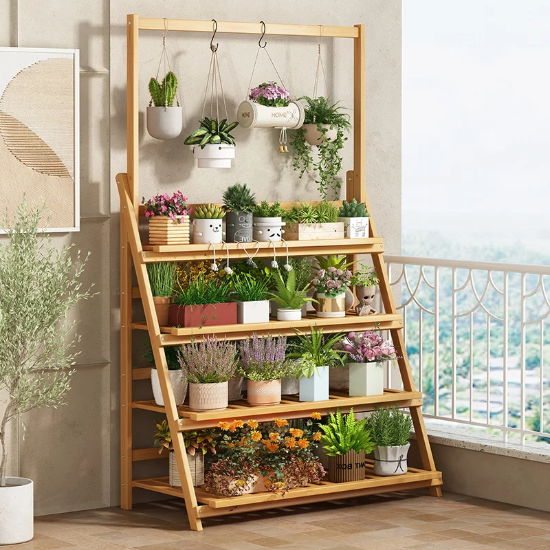 Estante de flores de madera ma - Outdoor Furniture Design reseña y precio